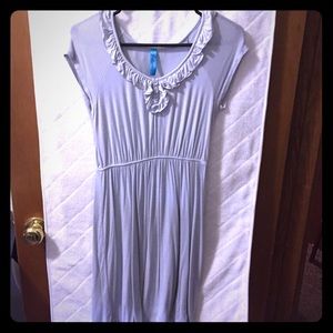 Grey Casual Ruffle Dress w/ Buttons- Size Medium
