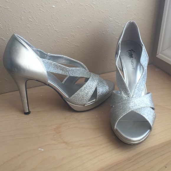 Silver sparkle formal heels