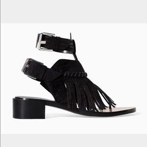 NWT ZARA FRINGE LEATHER SANDALS