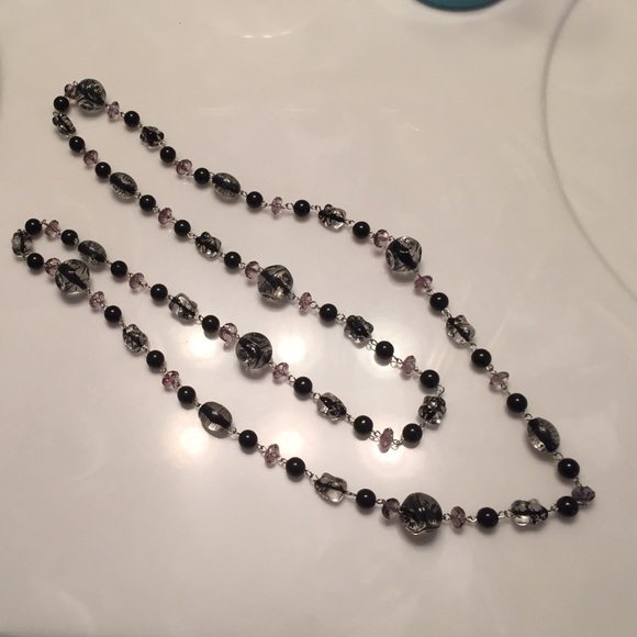 Black and silver acrylic necklace.