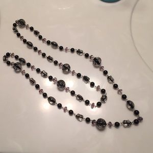 Black and silver acrylic necklace.