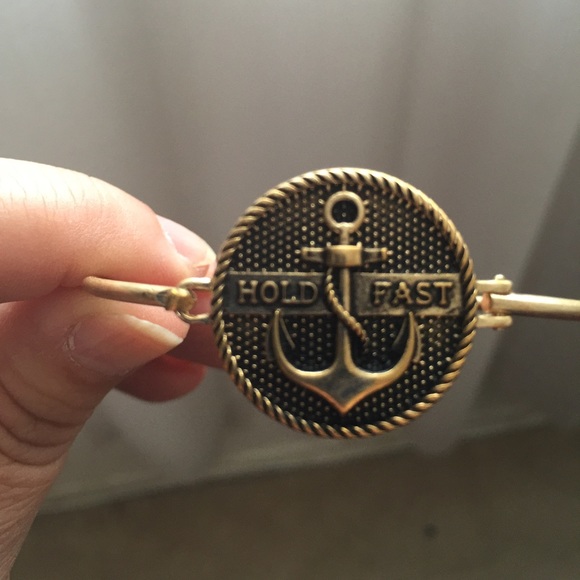 Anchor carved hook bangle "Hold Fast"