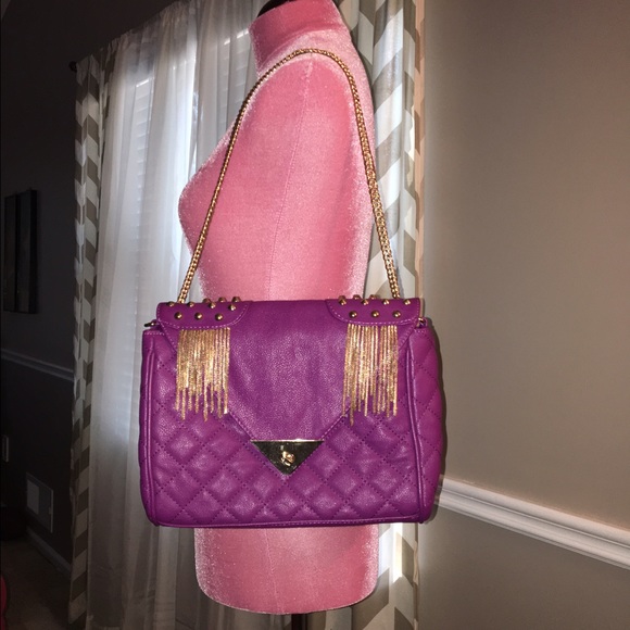 Purple Studded Shoulder Bag