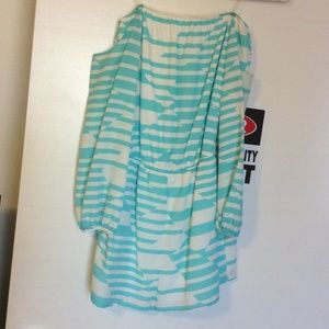 ❤BIG SALE❤Off Shoulder Seafoam and White Romper