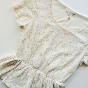 Cream lace peplum