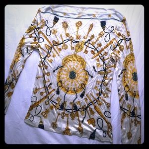 Hermes long sleeve silk top