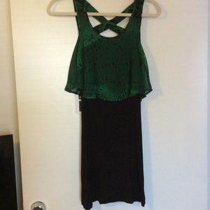 Gianni Bini Green and Black cotton/chiffon dress