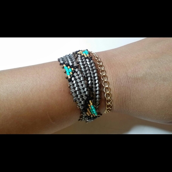 Hand Beaded Bracelet and Headband - Picture 3 of 4