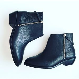 Jcrew Frankie Black Tumbled Leather Ankle Boots