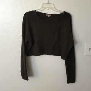 Dark Olive Green Crop Sweater