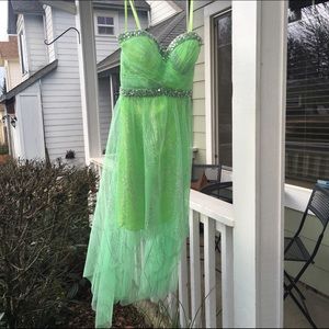 Hi-Lo green formal dress