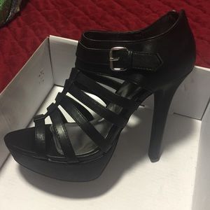 Strappy black heels