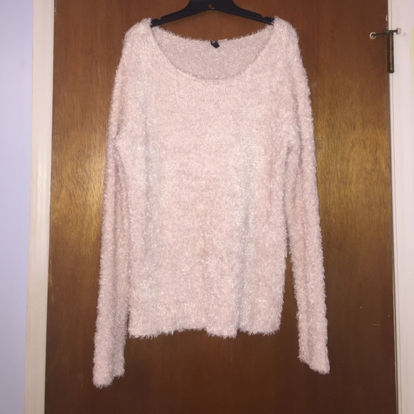 Fluffy pink sweater