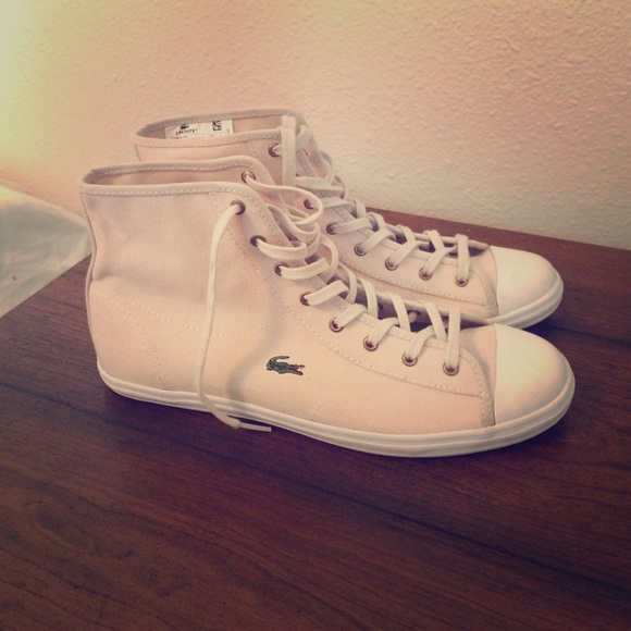 Sold!!! Lacoste women's white and cream high-tops