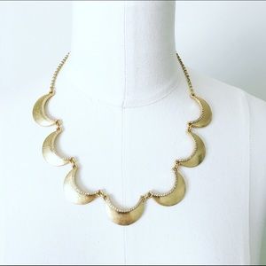 Jcrew Factory Crystal-Lined Scallop Gold Necklace