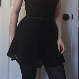 Small black lace dress with keyhole neckline