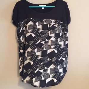 Patterned black shirt from Charming Charlie's.