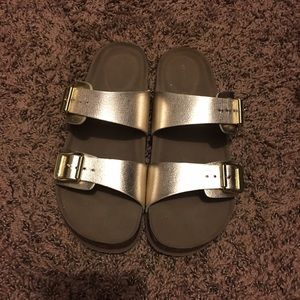 Gold Birkenstock style sandals