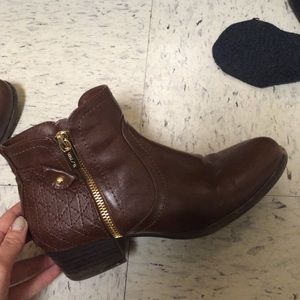 Brown leather booties DSW