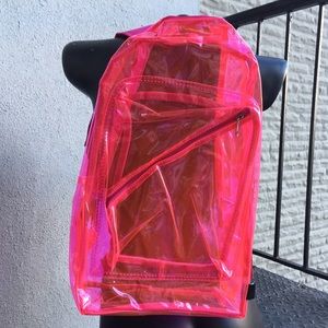 90s hot pink transparent plastic backpack