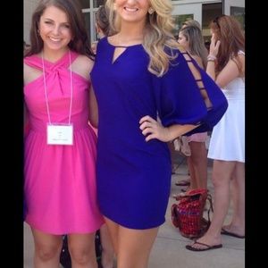 ❤BIG SALE❤Dark Cobalt Cocktail Dress with Sleeves