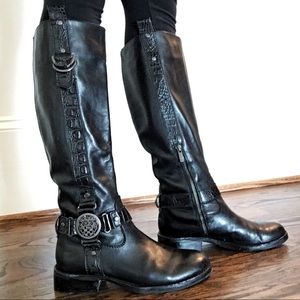 Vince Camuto Black Leather Knee High Boots