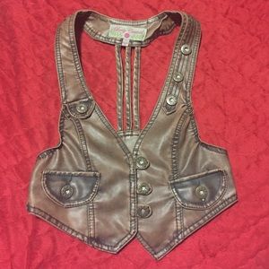 Faux leather vest