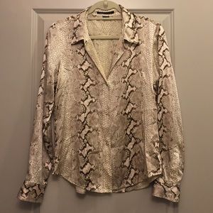 Theory silk snake skin print button down