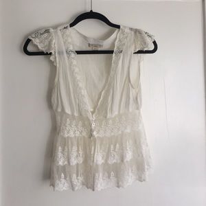 Cropped frilly lacy boho top