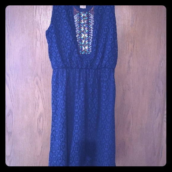Maurice's sleeveless blue dress with beading. - Picture 1 of 4