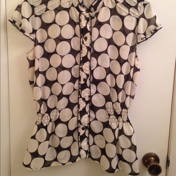 Black and white chiffon blouse - Picture 2 of 4