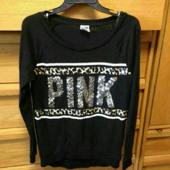 Like New Pink Bling Cheetah Crew Neck