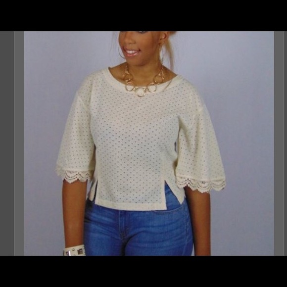 Cream Lace Look Top
