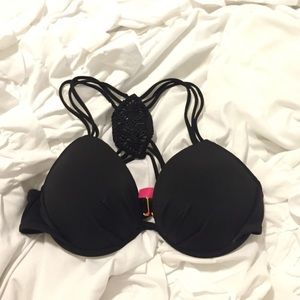 VS Black Crochet Bikini Top