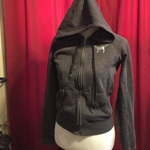 PINK zip up hoodie, dark gray