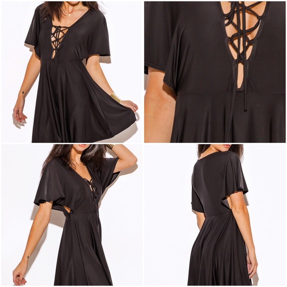 Laceup Flutter Sleeve Dress - Picture 3 of 3