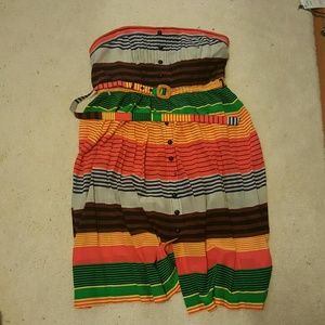 Beautiful and bright strapless dress with belt