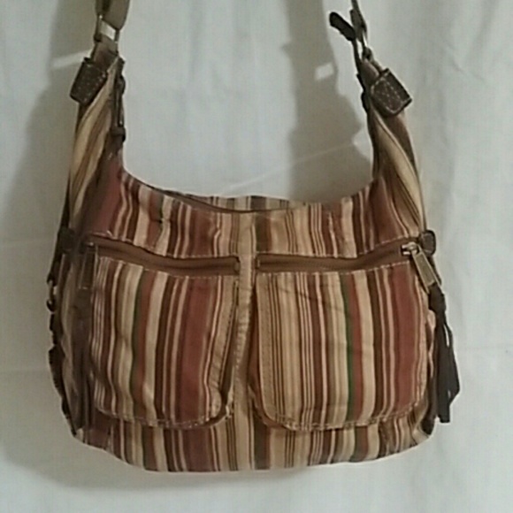 Fossil Striped Convertible Cargo Hobo