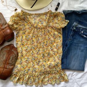 24 her sale Decree yellow flower blouse