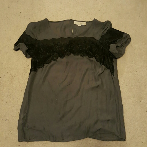 Gray top with lace detail