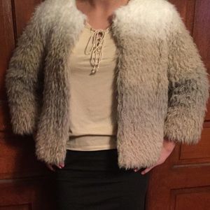 a.n.a. petite medium faux fur jacket
