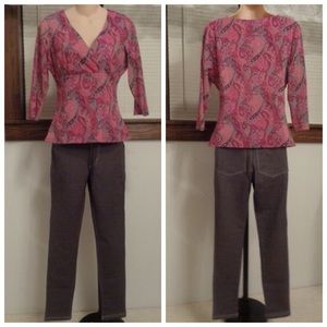 Grey Denim Look Leggings White Stitching NWOT Size Small