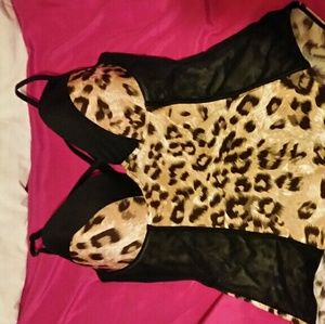 Cheeta print and sheer bathing suit