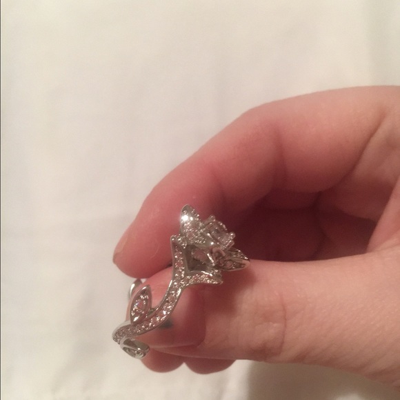 Rose flower engagement ring