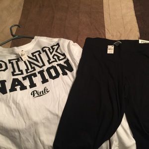 NWT Victoria secret shirt and leggings. Size L.