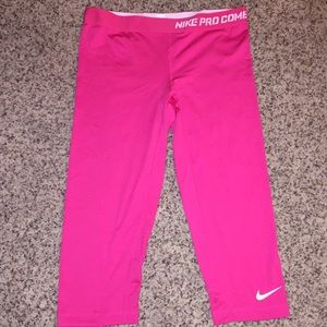 Pink Cropped Nike Pros- Size Large