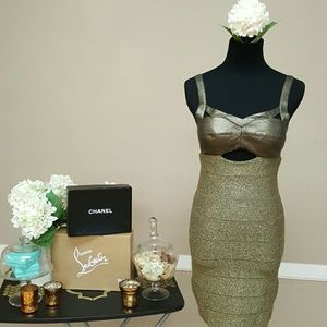 Classy Gold bandage dress