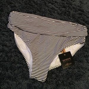 NWT Grey and White Striped Swim Bottoms
