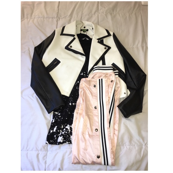 Nasty Gal x Rehab Black & White MotoJacket - Picture 3 of 4