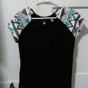 BKE Sequin Aztec print top